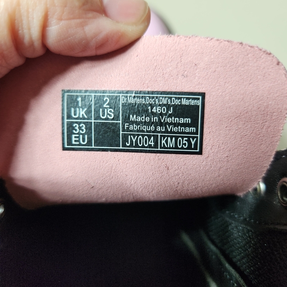 Dr Martens 1460 J Pink Patent Leather LaceUp And Side Zip Combat Boots US Kids 2 - Picture 2 of 11